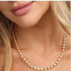 Melinda Maria Mama Baroness Tennis Necklace Gold|White Diamondettes